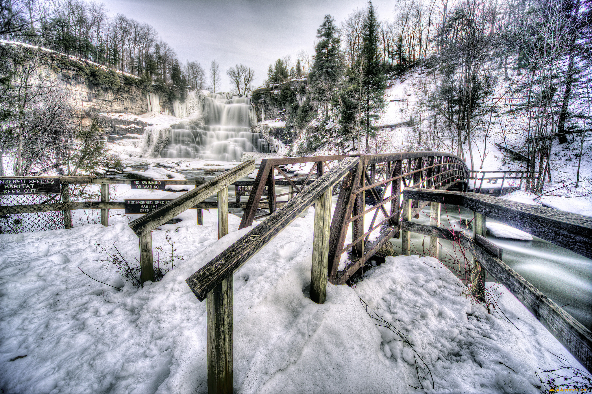 wooden bridge and chittenango falls, , , , , , 